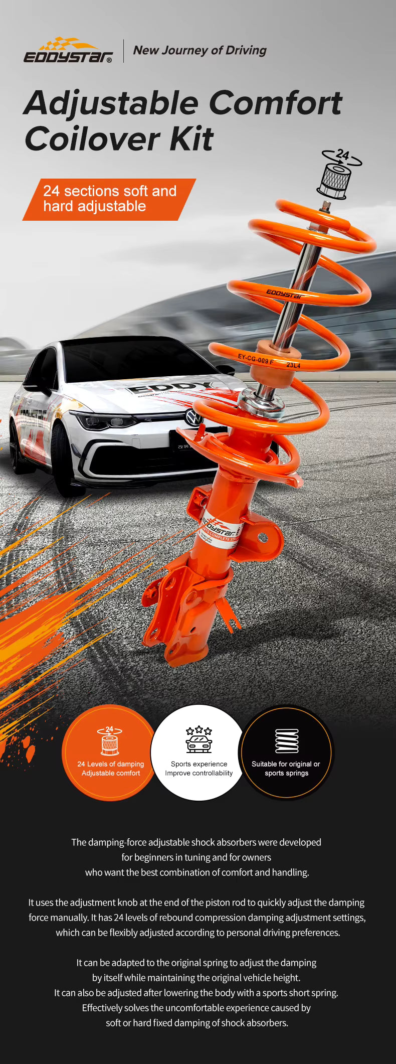 Adjustable Suspension Kit Height & Performance Tuning Compatible for 2019-2023 BMW 320, 325, 330 – Heat-Resistant Shock Absorber Kit – Custom Suspension for Smooth & Sporty Ride