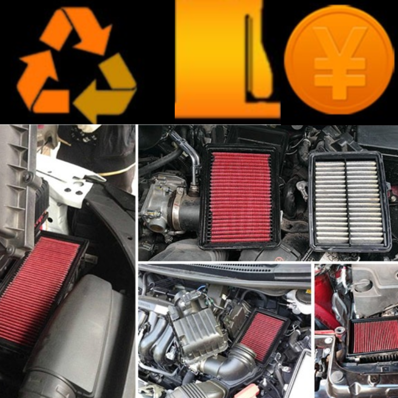 Washable & Reusable High Performance Engine Air Filter for BMW 5 Series (520i, 523i, 525i, 528i, 530i) and 6 Series (630) - Boost Horsepower & Acceleration with Eco-Friendly Design