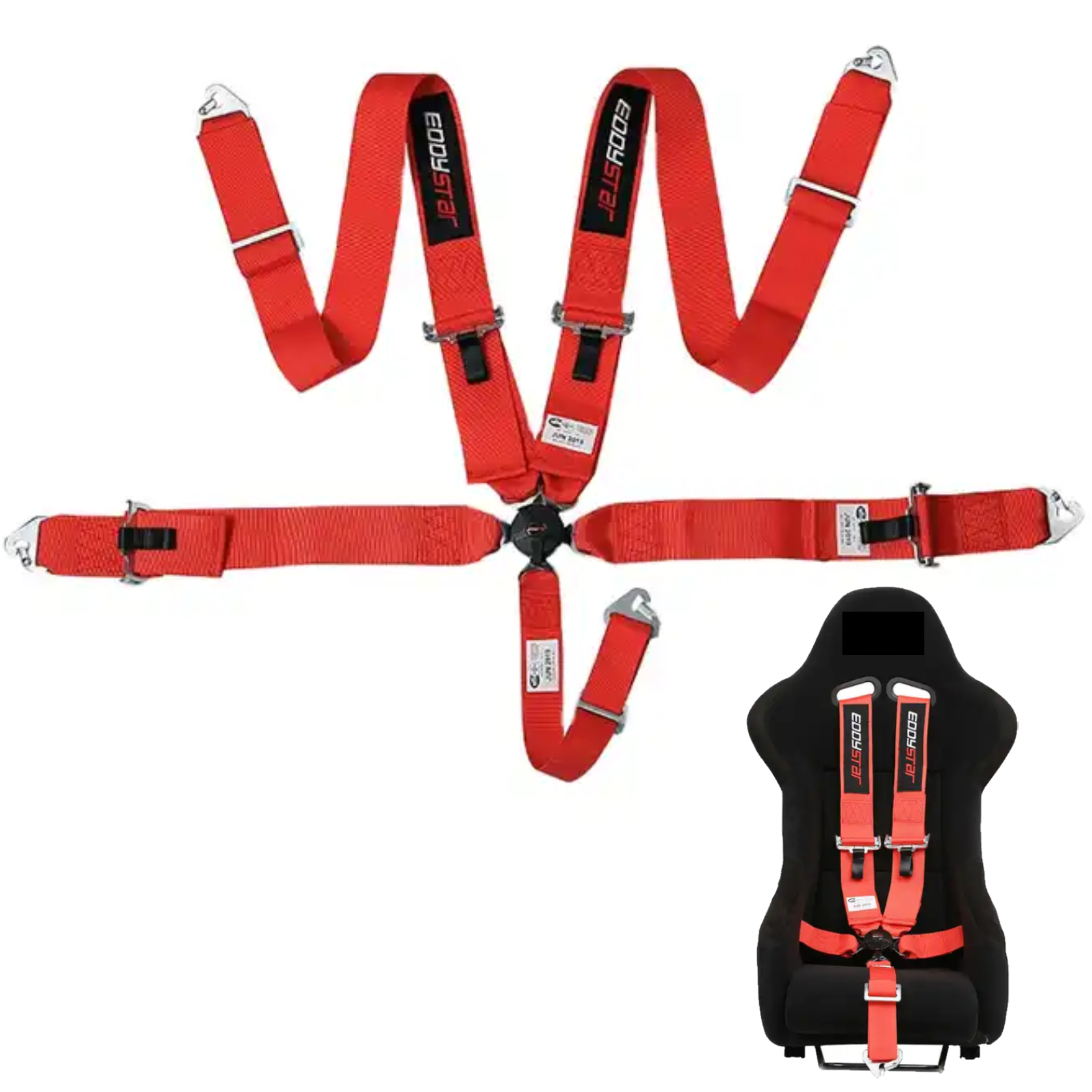 5-Point Safety Harness Kit - 2-Inch Padding and Removable Sternum Strap, Universal Fit UTV Off-Road Models, E4 Certified