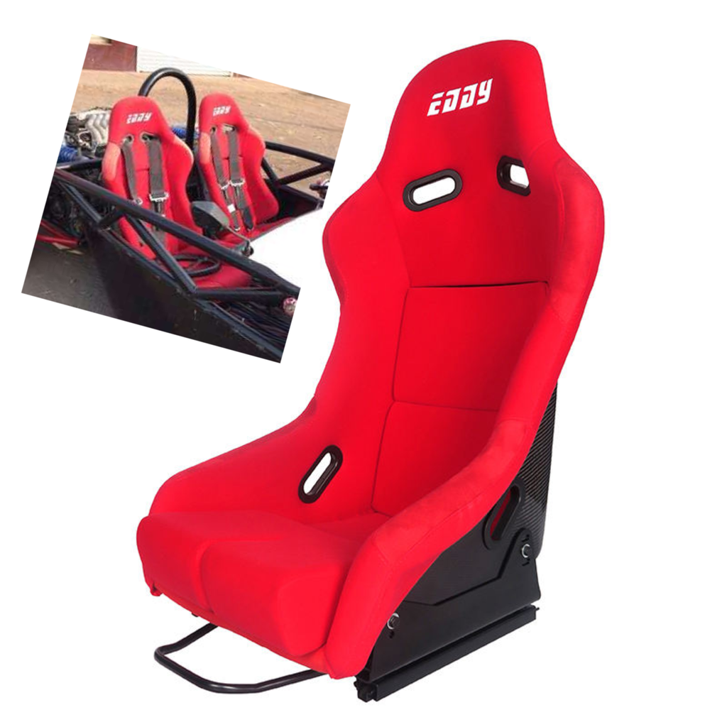 Universal Racing Bucket Seats – Carbon Fiber & Fiberglass Sport Seats for Cars, Ergonomic Adjustable Design with Mounting Brackets, Lightweight & Performance-Driven (Red, Set of 2)