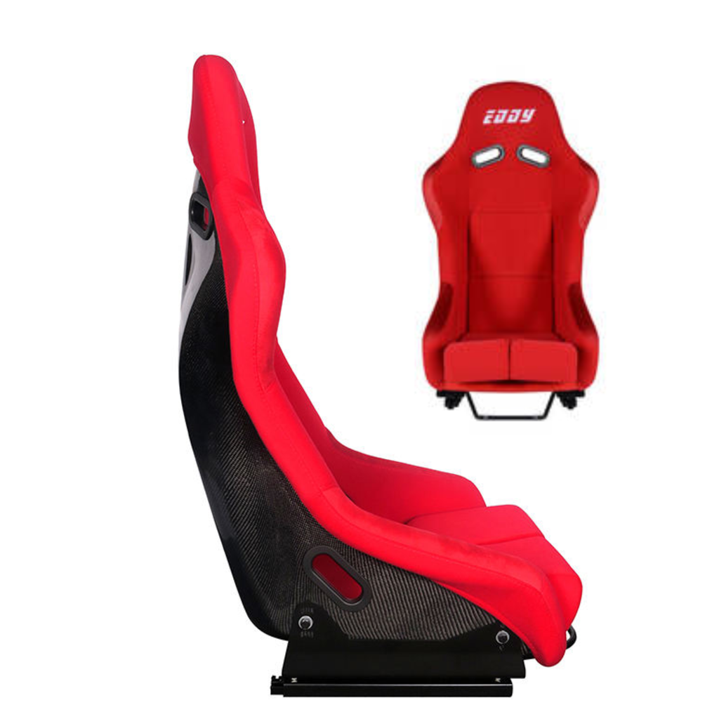 Universal Racing Bucket Seats – Carbon Fiber & Fiberglass Sport Seats for Cars, Ergonomic Adjustable Design with Mounting Brackets, Lightweight & Performance-Driven (Red, Set of 2)