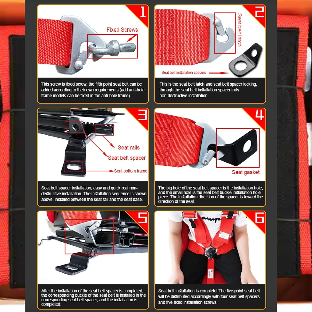 5-Point Safety Harness Kit - 2-Inch Padding and Removable Sternum Strap, Universal Fit UTV Off-Road Models, E4 Certified