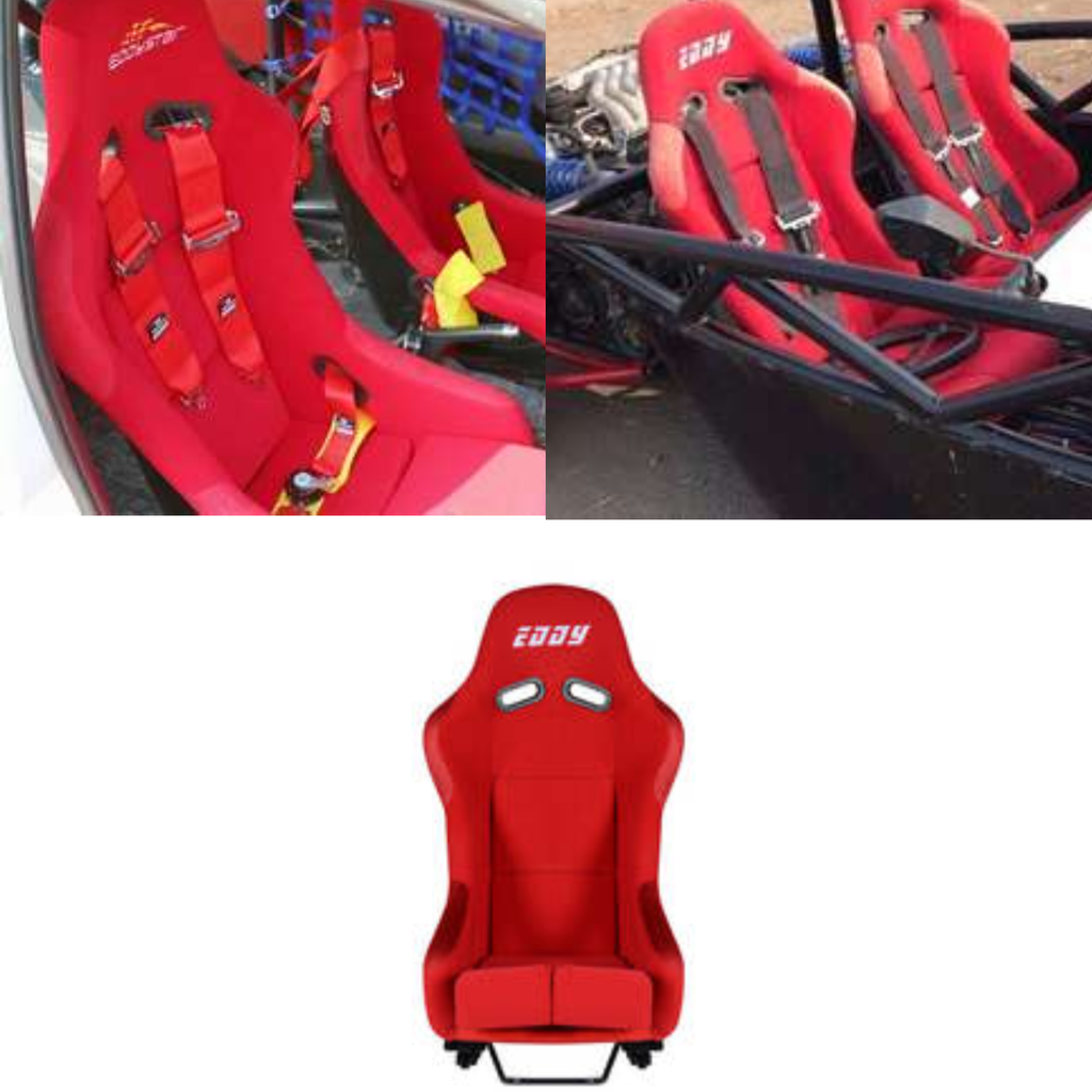 Universal Racing Bucket Seats – Carbon Fiber & Fiberglass Sport Seats for Cars, Ergonomic Adjustable Design with Mounting Brackets, Lightweight & Performance-Driven (Red, Set of 2)